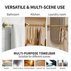 Dovyn Stainless Steel Suction Cup Towel Bar, Adjustable Towel Racks for Bathroom (14.6-24 Inch) - Bathroom Towel Holder Wall Mounted for Glass Shower Door & Wall (Brushed Gold)