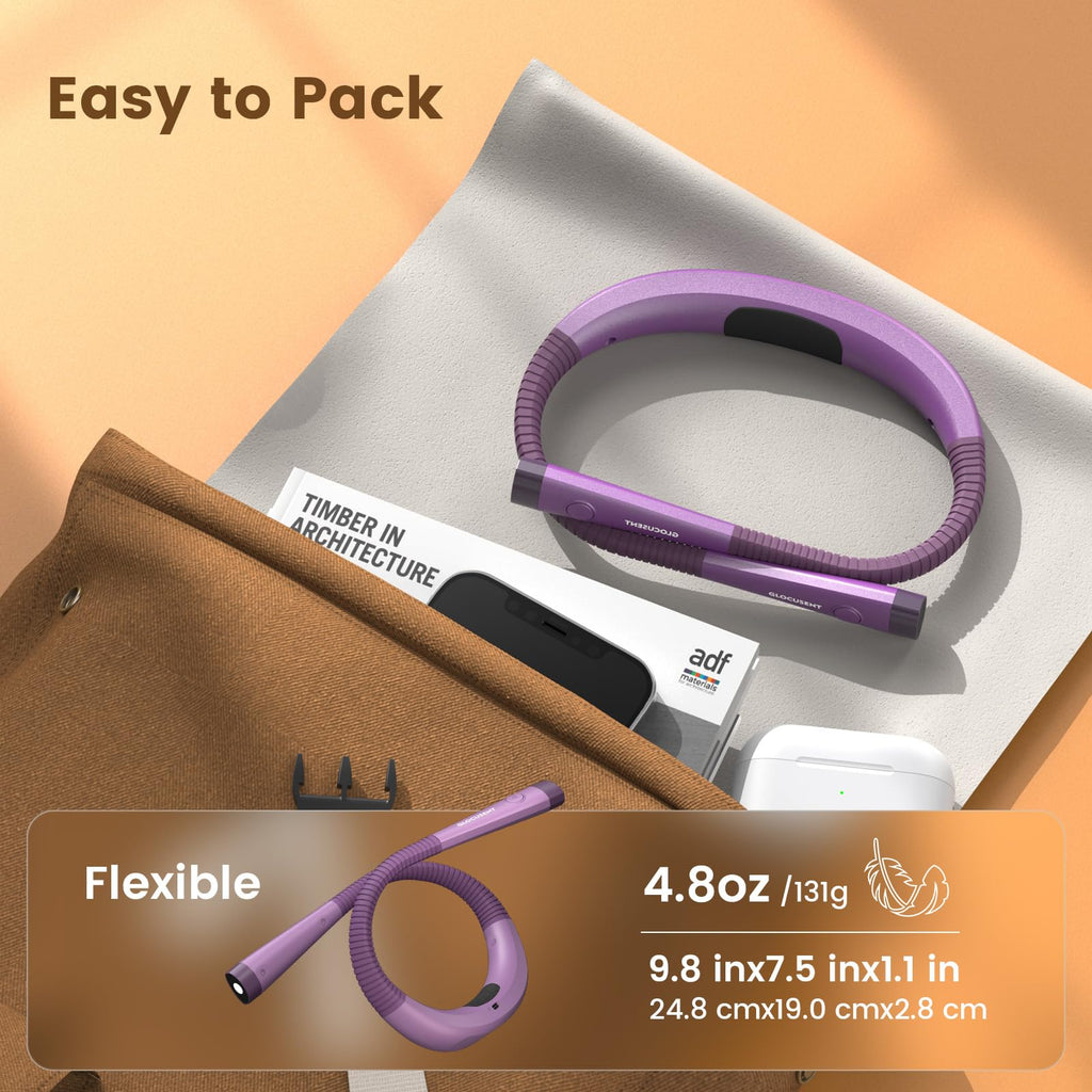 Glocusent Reading Light,LED Neck Light,80-hr Rechargeable Book Light