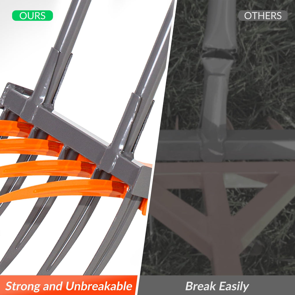 Walensee Broadfork Garden Tool, 9 Tines Heavy Duty Broad Fork Hand Tiller, 2-in-1 Garden Pitchfork with Ergonomic U-Shaped Handle, Spading Digging Fork for Gardening, Cultivating