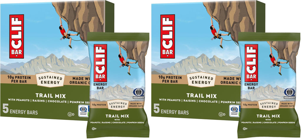 CLIF BAR - Energy Protein Bars - Trail Mix - Made with Organic Oats - Energy Bars - Non-GMO - (10 Pack)