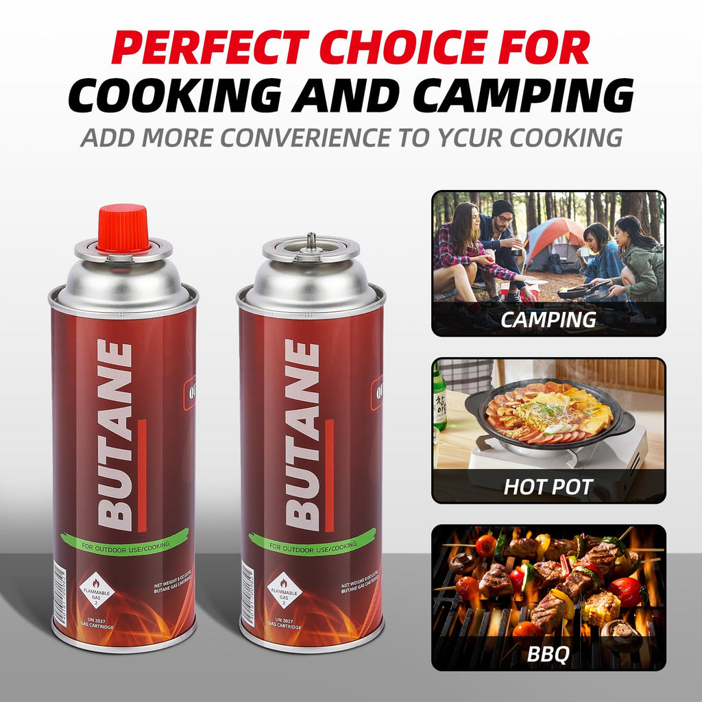 Smart & Safe Butane Fuel Canister - Self-Sealing Nozzle - 28 Pack for Outdoor Cooking, Camping, and Emergency Use