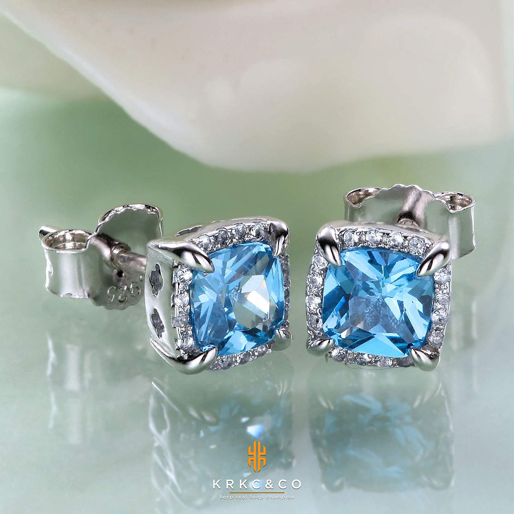 KRKC&CO Earrings for Men, Sterling Silver Mens Studs, 14K/White Gold Plated