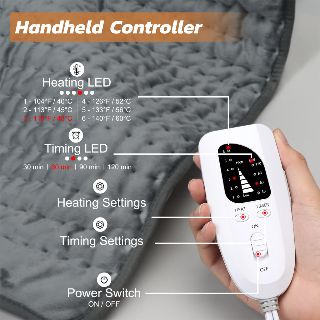 Electric Heating pad for Back Neck Shoulder Knee Arms Legs- Electric Heat Pads with 6 Heat Settings & Auto Shut Off Heat Heating Pad for Birthday Mother Father Girl Men Women