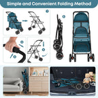 Double Pet Stroller for Dogs and Cats,Cat Strollers for 2 Cats,Double Dog Stroller for 2 Small Medium Dogs,4 Lockable Wheels/Lightweight/Folding,Green