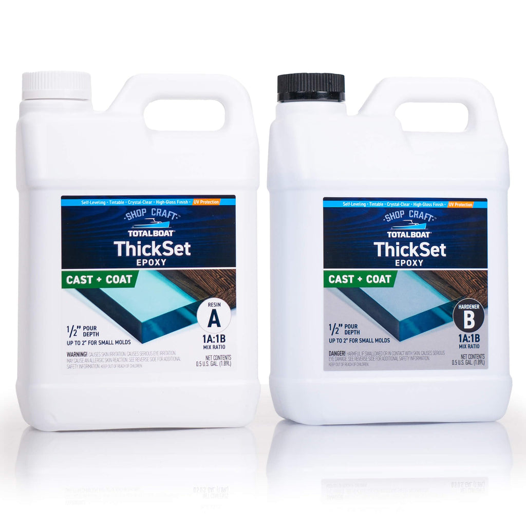 TotalBoat Thickset Deep Pour Epoxy Resin Kit - Gallon Crystal Clear Formula for 1/2" - 2” Pours - Fast Cure Epoxy Resin for Casting, River Tables, Flower Preservation, DIY Crafts & Wood Filler