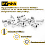 Mywish 900Pcs M3 M4 M5 M6 Metric Screw Assortment, 304 Stainless Steel Nuts and Bolts, Hex Socket Head Cap Metric Bolts/Nuts/Flat Washers Kit Anti Rust 16 Sizes 8mm to 20mm, Hex Wrenches