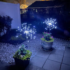 JJGoo Solar Firework Lights, 2 Pack 180 LEDs 2 Lighting Modes Solar Lights Outdoor Waterproof for Garden Patio Walkway Pathway Party Wedding Christmas Decorative - Cool White