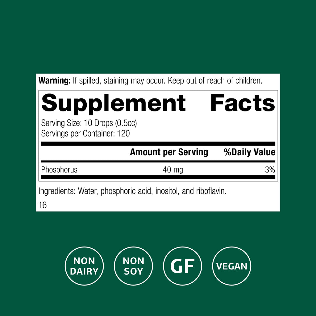 Standard Process Phosfood Liquid - Phosphorus Supplement for Nutritional Balance - Gluten-Free, Vegan & Non-Soy - 60 mL (2 fl oz)