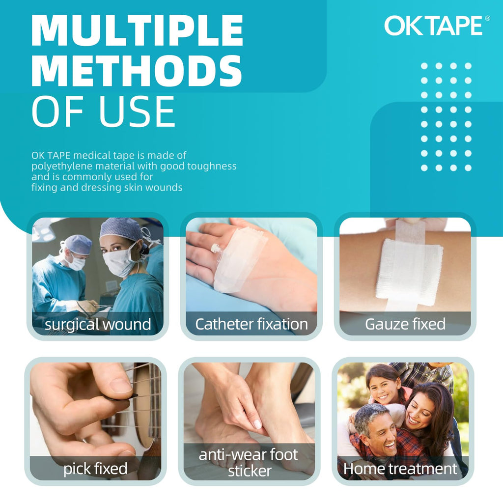 OK TAPE OKPore Medical Surgical Tape Nonwoven (Pack of 4) - First Aid Surgical Tape Soft and Breathable for Wound Dressing Care - 3in x 10yds