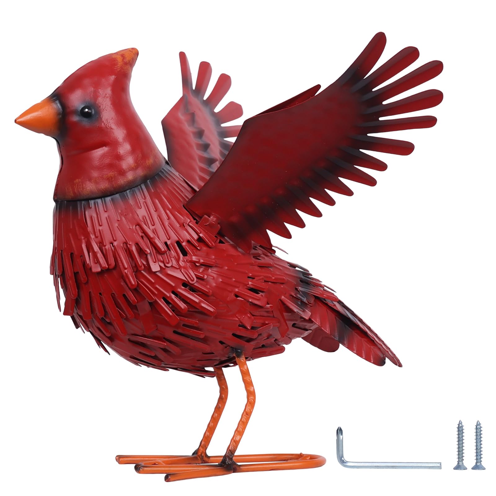 hogardeck Cardinal Garden Decor Outdoor Statues, Large Metal Red Bird Standing Yard Art, Lawn Sculptures Ornaments for Outside Patio Backyard, Holiday Sympathy Gifts for Grandma Mom
