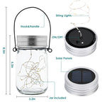 GIGALUMI Hanging Mason Jar Solar Lights, 6 Pack 30 Led Hanging Solar Lanterns Outdoor Waterproof, Hangers and Jars Included, Outdoor Decor for Balcony, Garden, Patio, Yard, Wedding
