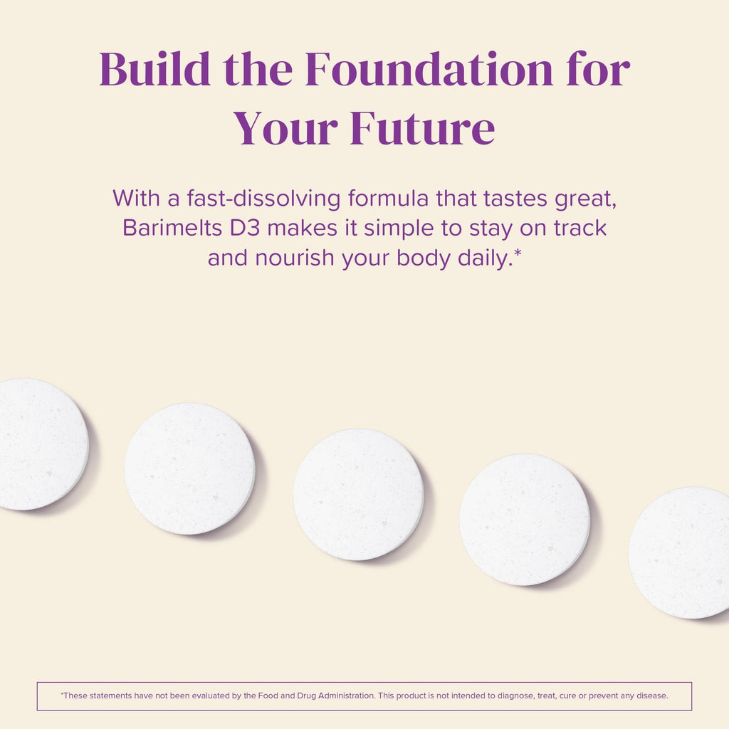 BariMelts Vitamin D3 5000 IU, 90 Fast-Dissolving Tablets (3-Month Supply), Bariatric Vitamins for Women, Natural Apple Flavor