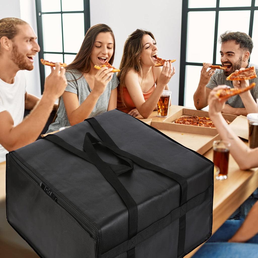 musbus Pizza Carrier Insulated Bags Large for Deliveries, Insulated Pizza Carrier Delivery Bag 20 x 20 inch inches Food Bag for Personal and Professional Use (Black), Black, 20W x 20D x 14H, Modern