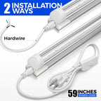 Barrina LED Shop Lights 4FT, 40W 5500LM 5000K Daylight White, T8 LED Garage Lights, V Shape, Clear Cover, High Output Tube, Linkable 4 Foot LED Strip Light for Workshop, Warehouse with Plug, 2 Packs