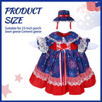 4th of July Porch Goose Outfits Lawn Goose Patriotic Lolita Dress Outfit for 23" Cement Plastic Geese Statue USA 250th Geese Star Firework Clothing Anniversary Outdoor Patio Lawn Garden Decoration
