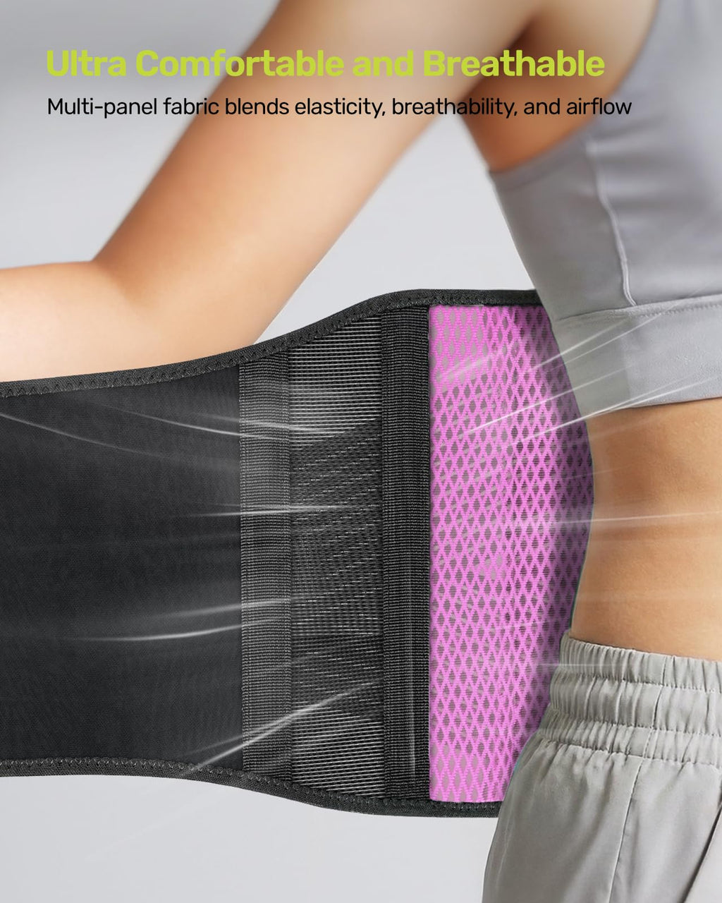 Rakiie Slim Back Brace for Lower Back Pain Relief, Lightweight & Breathable Back Support Brace for Men Women, Ergonomic Light Lumbar Support for Everyday Wear, Pink S