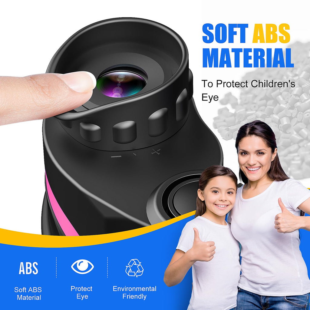 Gifts for 3-6 Year Old Girls and Boys, Kids Binoculars for Outdoor Easter Toys for 4 5 6 Year Old Girl Easter Christmas Xmas Stocking Stuffers Fillers Gifts for Kids Teen Girls Pink
