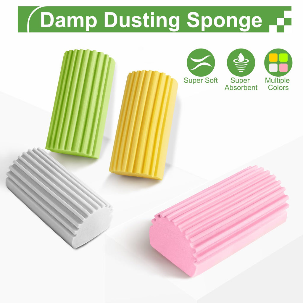 Jeymei 8-Pack Damp Clean Duster Sponge, Sponge Cleaning Brush, Duster for Cleaning Blinds, Glass, Baseboards, Vents, Railings, Mirrors, Window Track Grooves and Faucets
