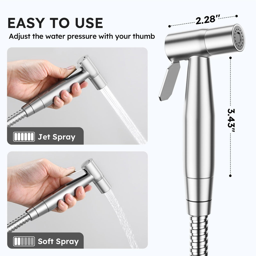 Arofa Handheld Bidet Sprayer, Bidet Attachment for Toilet, Brushed Nickel