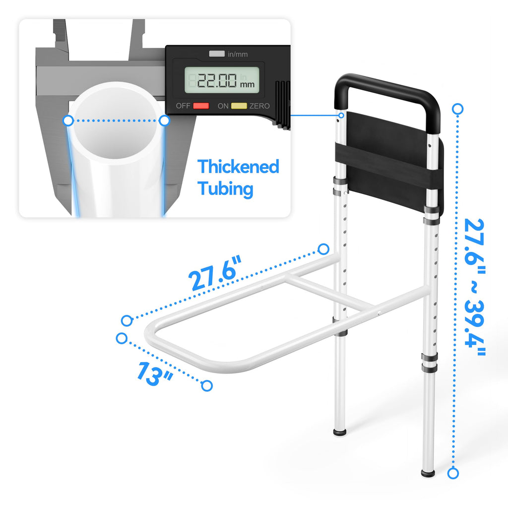 Josmimic Bed Rails for Elderly Adults Safety - Height Adjustable Bedrail with Storage Pocket and Non-Slip Handle Bar for Getting in&Out of Bed, Hold up to 300LBs - Fits Twin Full Queen King,Black