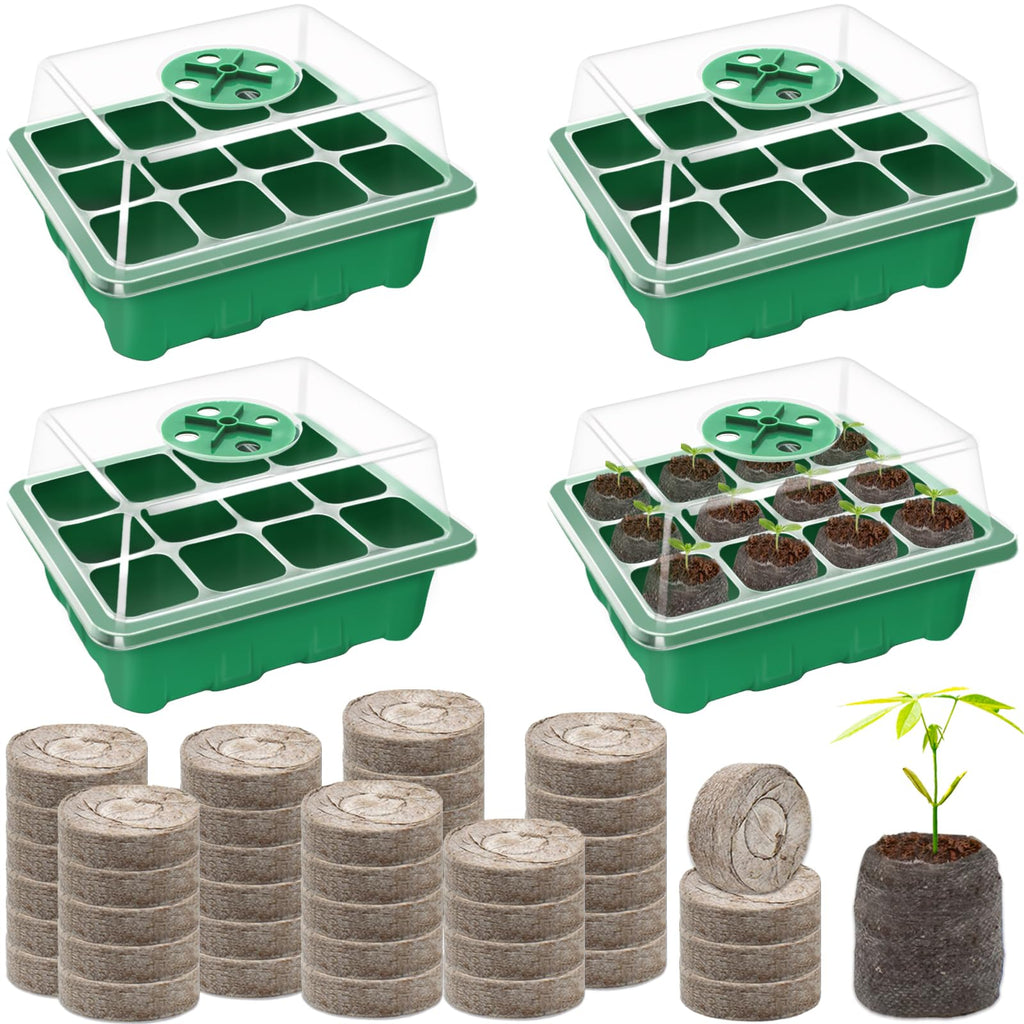 Seed Starter Tray with Peat Pellets, Green Seeding Starter Trays for Plants