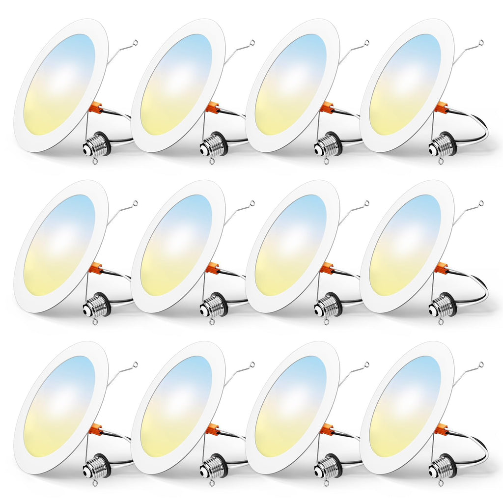FREELICHT 12 Pack Retrofit LED Recessed Lighting 6 Inch, 5CCT, White