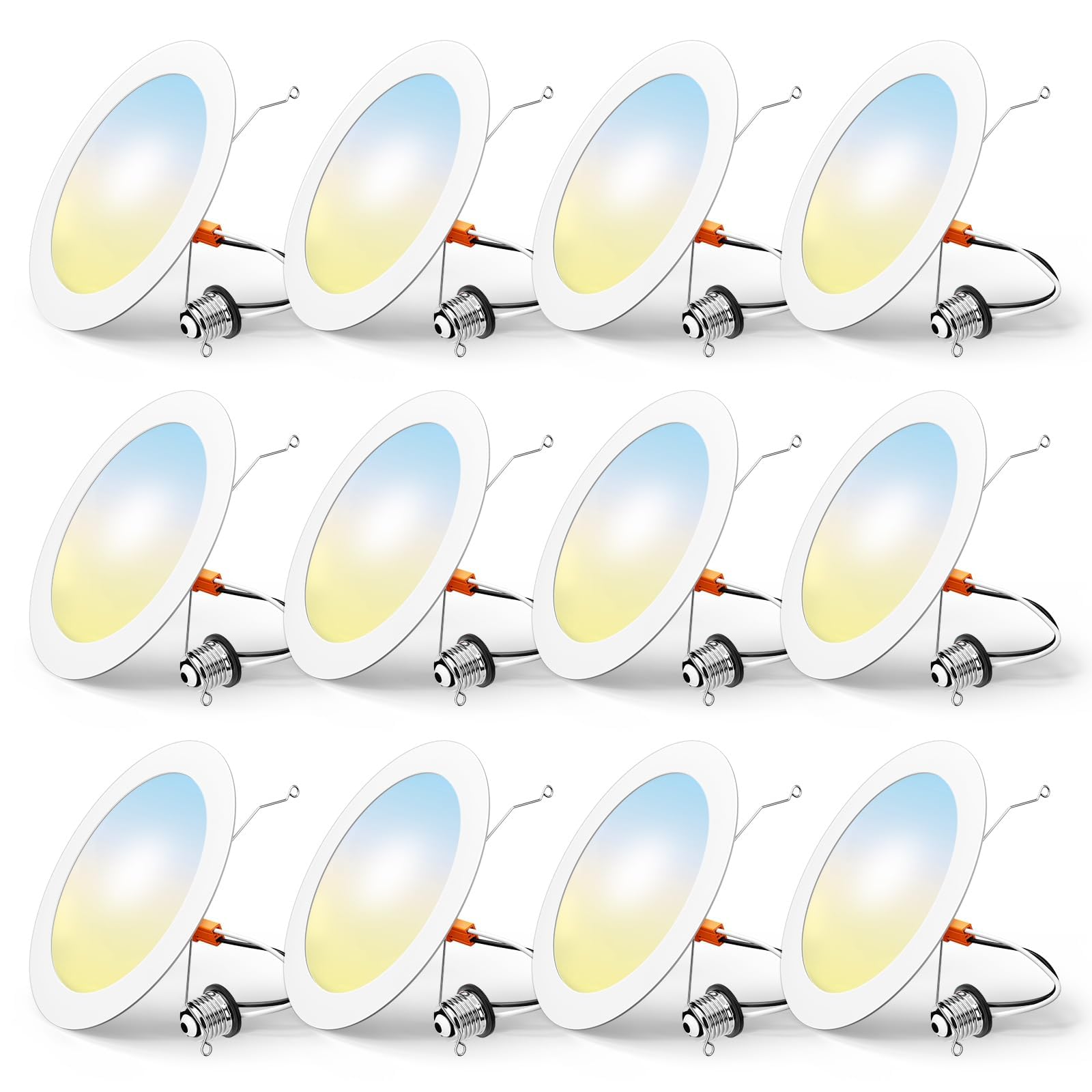 FREELICHT 12 Pack Retrofit LED Recessed Lighting 6 Inch, 5CCT, White