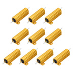 uxcell 10pcs 50W 6 Ohm 5% Aluminum Housing Case Resistor, Wirewound Resistors Screw Tap Chassis Mounted, Gold