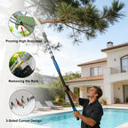 Manual Pole Saw for Tree Trimming, 26FT Telescoping Extension Pole Tree Pruner with 24" Blade, Hand Pole Saw for Cutting High Branches, Detachable Pruning Saw for Garden Yard Maintenance