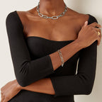 LANE WOODS Chunky Gold Necklace and Bracelet Set for Women, Paperclip Chain