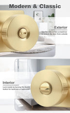 Probrico Privacy Door Handles Interior 5 Pack, Modern Keyless Bedroom/Bathroom Door Knob Inside, Square Base Doorknobs with Brushed Gold Finish
