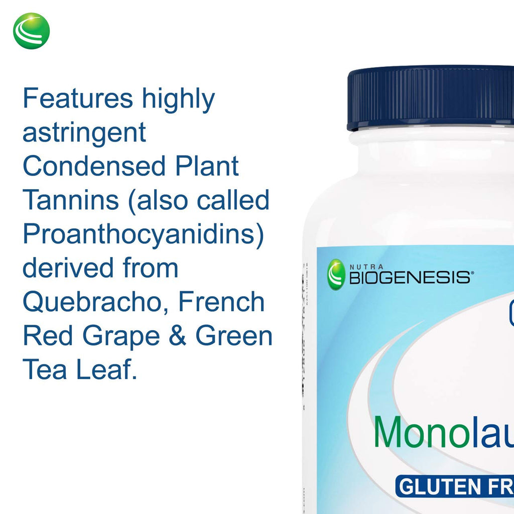 Nutra Biogenesis Monolaurin - Monolaurin Capsules, Coconut Monolaurin Support Supplement for Men & Women, 1000mg Per Serving for Adults - 120 Vegan Capsules