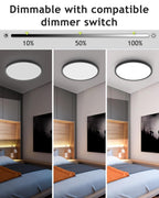 hepside 2PACK Flush Mount LED Ceiling Light Fixture Black, 12Inch 28Watt, Dimmable & 3000K-4500K-6000K Ceiling Lamp 3200LM Low Profile Ceiling Light for Kitchen Bedroom Hallway Porch
