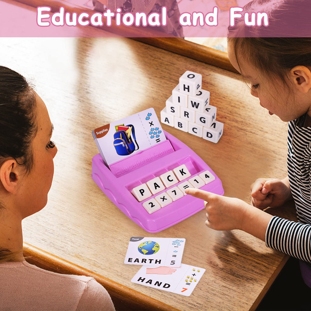 Educational Toys for Kids Ages 3-8, Matching Letter Spelling Game ABC Learning, learning toys for 4-7 year old girls ,Birthday Party Gifts Easter Basket Stuffer for 3 4 5 6 7 8 Year Olds Girls Pink