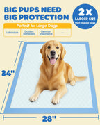 Powools Puppy Pads for Dogs, 34x28 in, 6-Layer Leakproof, 50-Pack