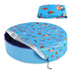 Docuwee Round Pool Cover 63"(5 Ft), Foldable Kiddie Solar Cover Fit Dog Swimming Pool, Pets Kids Bath Tub, Anti-UV Dustproof Safety Pool Cover with Summer Beach Patterns