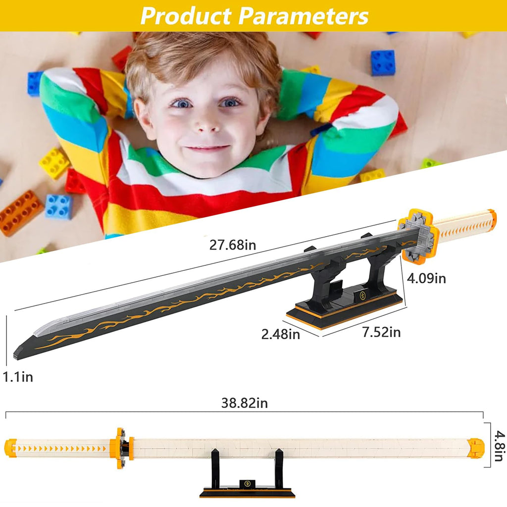 Kravkind 956pcs, 39inch for Sword Building Block Model, Samurai Sword Set with Scabbard and Stand, Best Gift for Anime Fans
