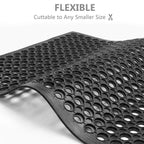 ROVSUN Rubber Floor Mat with Holes, 36''x 60'' Anti-Fatigue/Non-Slip Drainage Mat, for Industrial Kitchen Restaurant Bar Bathroom Utility Garage Pool Entry Door Mat, Indoor (36''x 60'' Black 2Pcs)