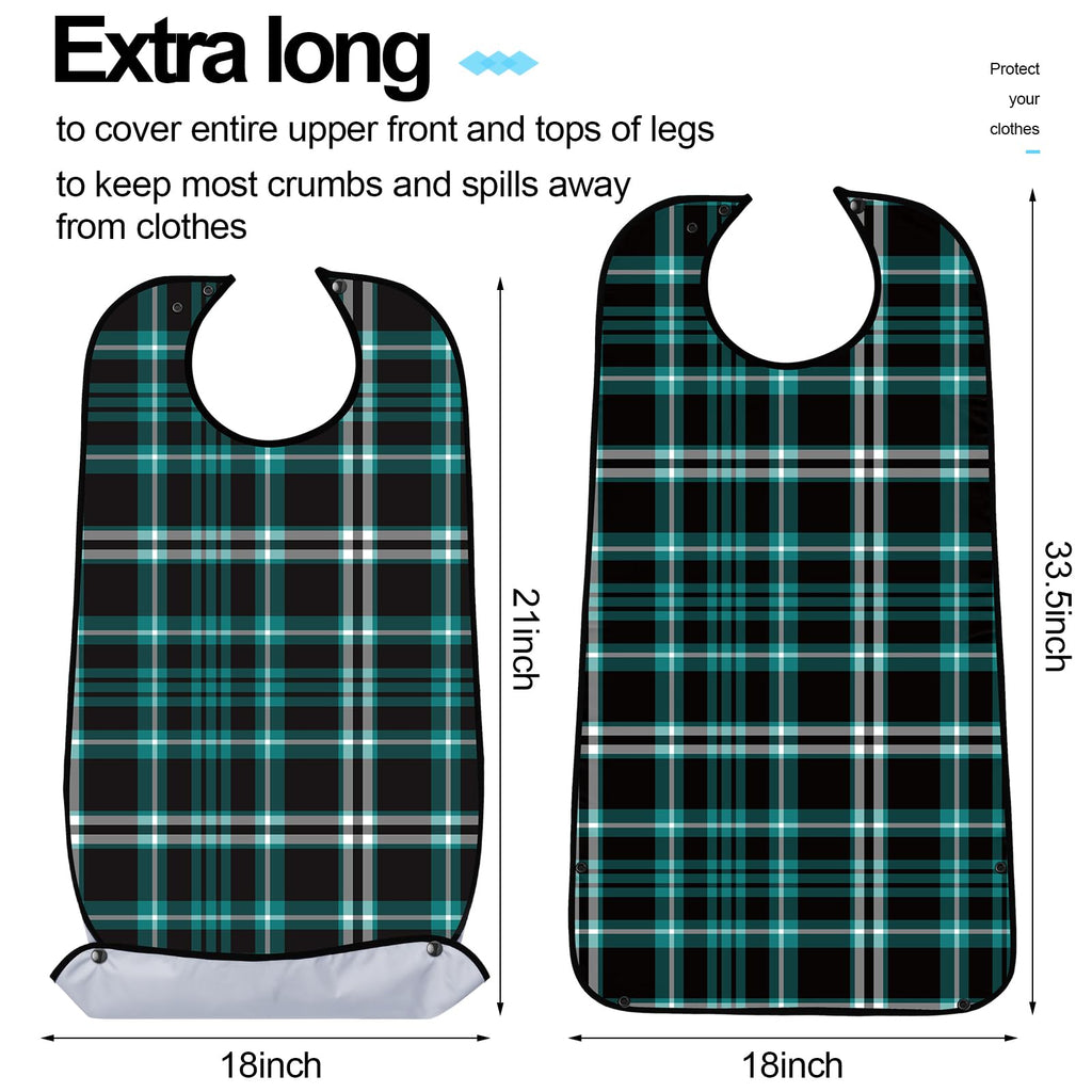 SATINIOR 6 Pack Adult Bibs for Men Elderly Eating Bibs with Crumb Catcher Waterproof Washable Clothing Protectors Father Gift(Plaid Style)
