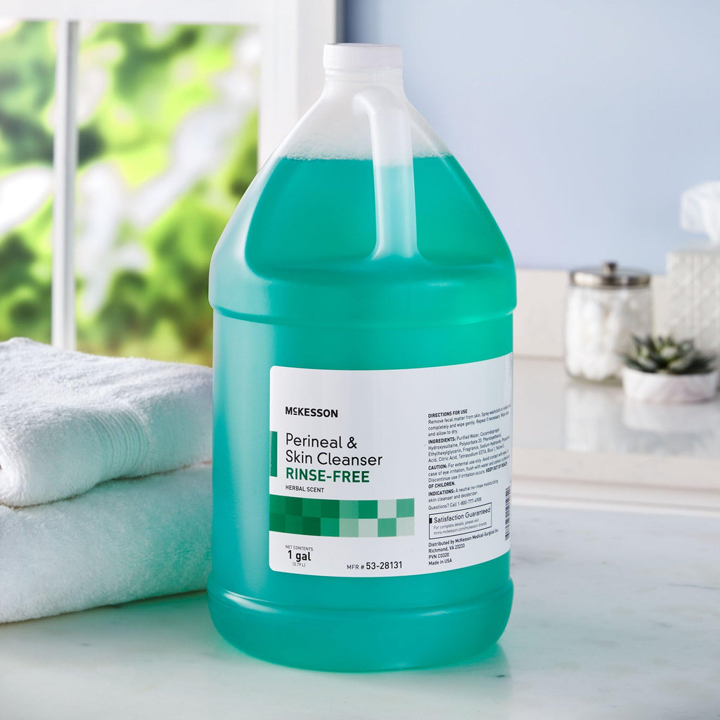 McKesson Perineal Skin Cleanser, 1 Gallon [Pack of 1] Rinse-Free Body Wash for Incontinence or Ostomy Care, Herbal Scent