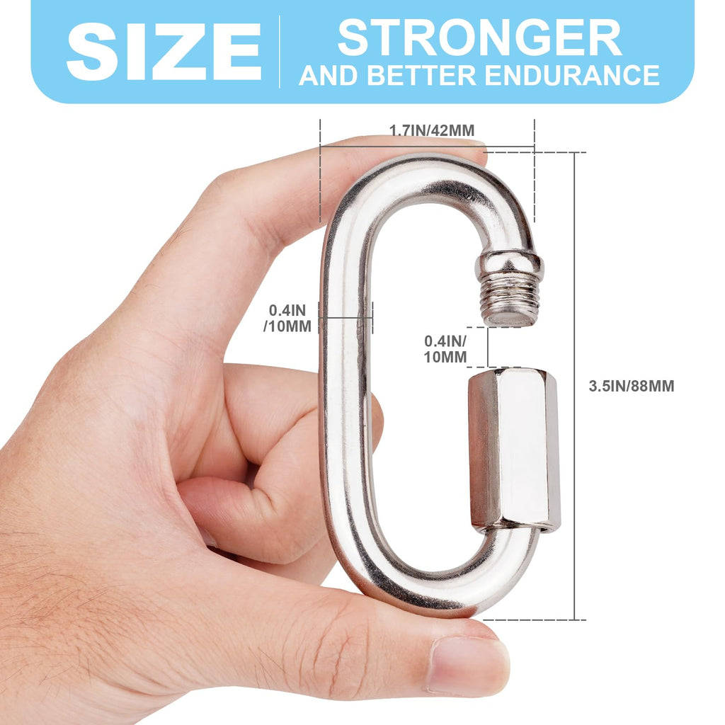 Vmuter 1Pcs 3.5 Inch 316 Stainless Steel Carabiner Quick Chain Links