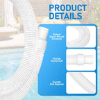 Conderyang 2Pack 1.25×59in EVA Pool Professional Hoses with 2026 Upgrade Flexible Tube Head and 2 Brackets for Above Ground Swimming Pools Pump Replacement Vacuum Heavy Duty Hose Pool Supply (White)