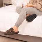 EverFoams Womens Fuzzy Open-toe Slippers Indoor Elegant Mocha, 7-8 US