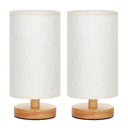 Fenmzee Small Lamps Set of 2 - Inline Control, Bedside Table Lamp for Bedroom with 3000K A15 LED Blub, Easy Assembly (Cream Shade - Wood Base Set of 2, 9" Inline Control)
