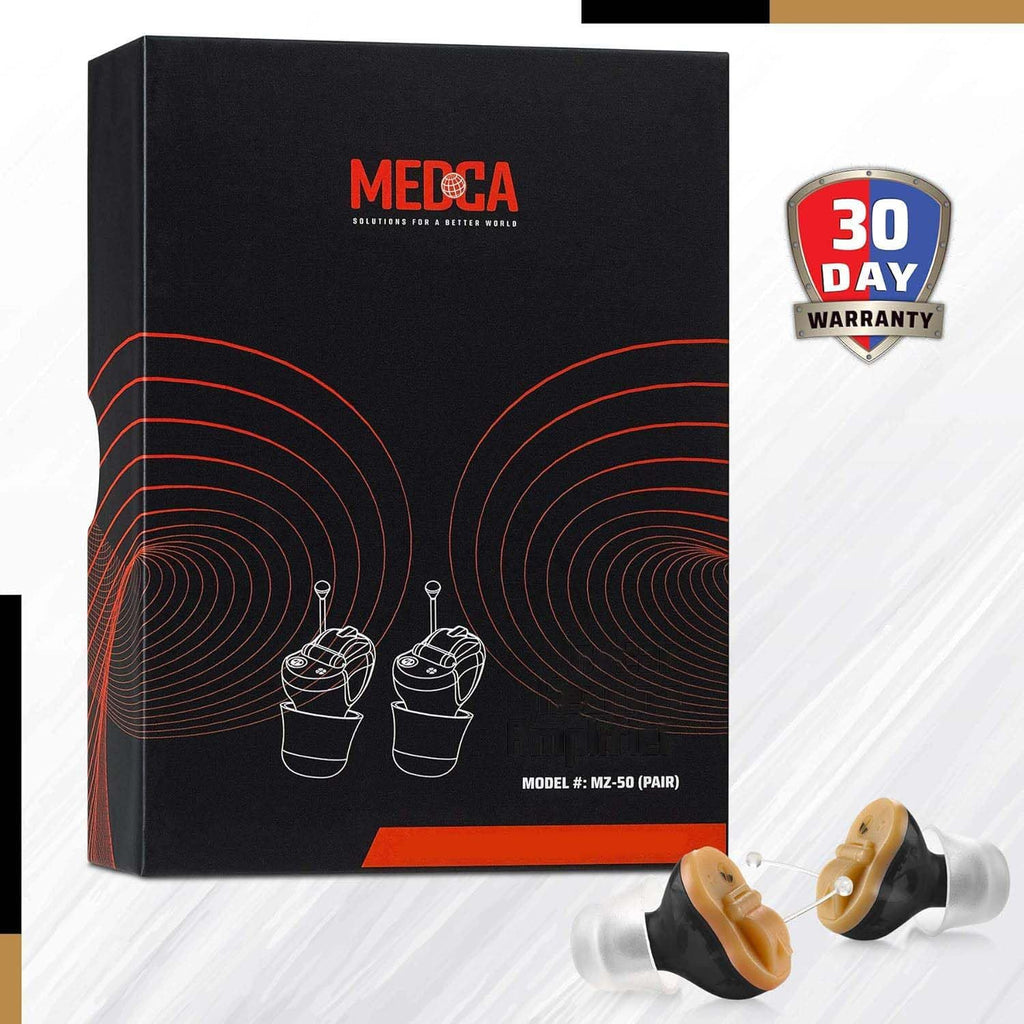 Premium Digital Hearing Aid Amplifier - Invisible in Canal (CIC) in-Ear Mini Sound Enhancer Set, Near-Invisible, Noise Cancelling, Personal Sound Hearing Amplifier - Black, Pair Right & Left Ear