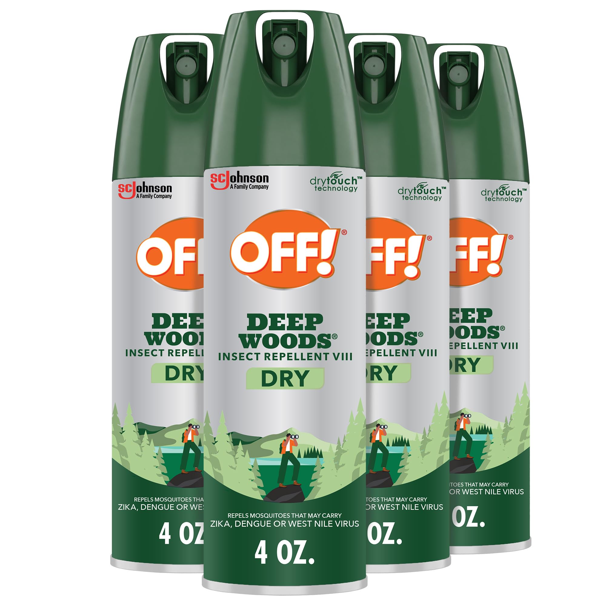 OFF! Deep Woods Insect Repellent Aerosol, Dry, Non-Greasy Formula, Bug Spray with Long Lasting Protection from Mosquitoes, 4 Oz, 4 Count