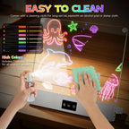 LED Drawing Board for Kid - Rechargeable 14" Doodle Glow Neon Art Note Boards, Holiday Birthday Gifts Toy for Kids Girls Boys Teens, Light Up Acrylic Dry Erase Message Note Writing Pad with 7 Markers