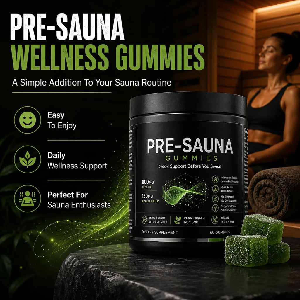Tfnovg Pre-Sauna Gummies, Clinoptilolite Zeolite + Acacia Fiber Gummies, Sweat Optimization, Digestive Cleanse & Post Sauna Recovery – Vegan Chewable Supplement - 60 Count (2, 60 Gummies)