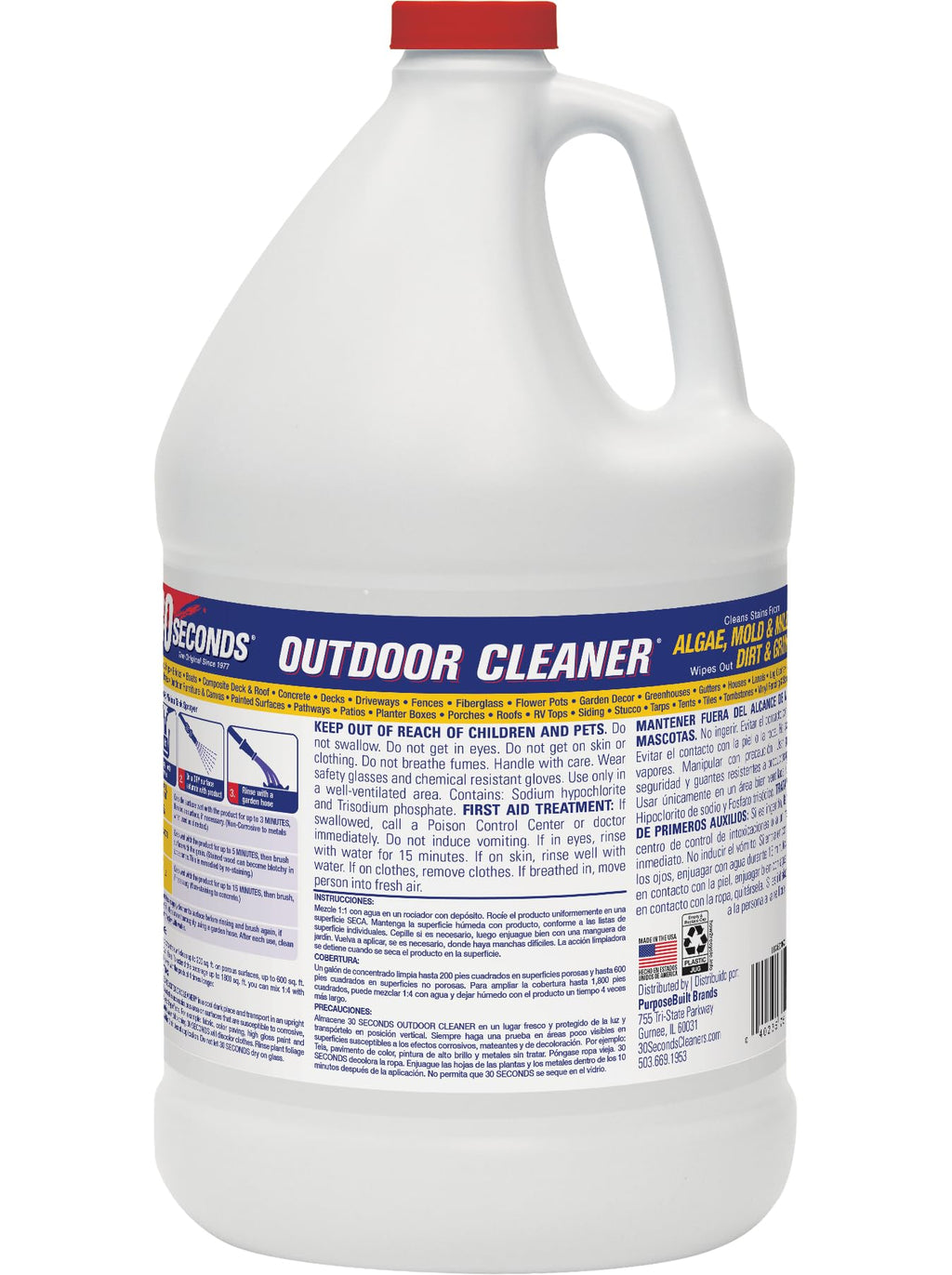 30 SECONDS Outdoor Mold & Mildew Stain Remover | Concentrate | 128 fl. oz. & Outdoor Cleaner 1 Gallon Pump Sprayer Bundle