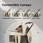 4 Wheels Pet Stroller for Small/Medium Dogs and Cats,Dog Stroller with Detachable Carrier and Storage Basket,One Click Folding,Compact Portable,Up to 50lbs,3 in1 Multifunctional(Khaki)